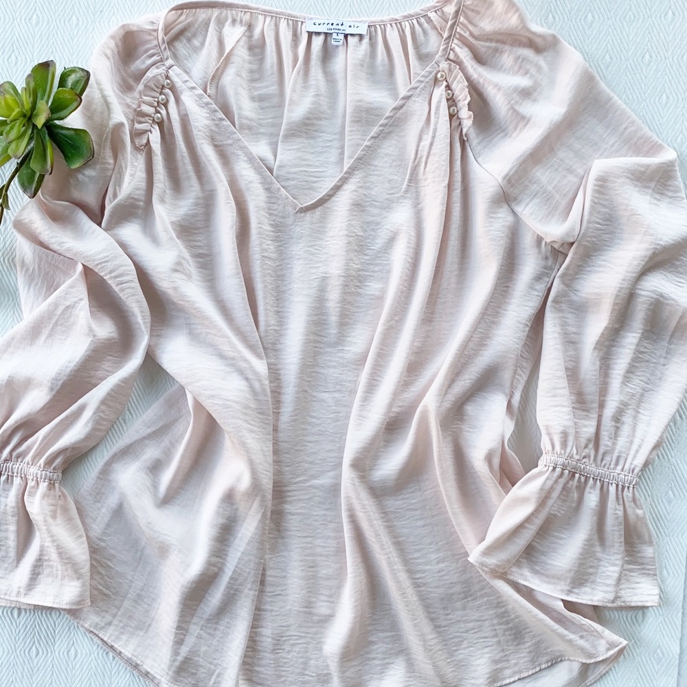 Anthropologie Current Air Blush Pink Blouse L